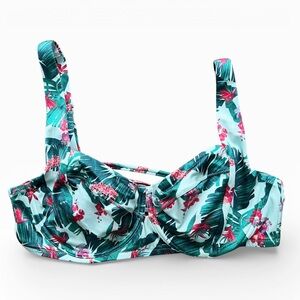 Victoria's Secret Blue Palm Balconette Swim Bikini Top Women's Size 38D Strappy
